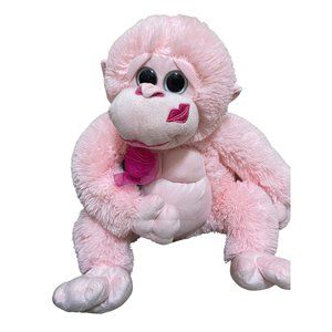 Pink Monkey Plush Stuffed Animal Kiss Lips Rose Gorilla 18" Best Made Toys 2015